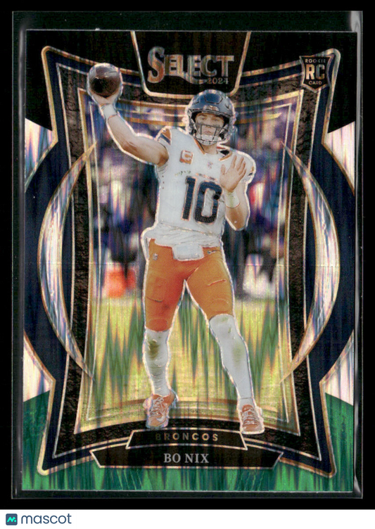 2024 Panini Select Bo Nix #30 Black And Green Shock Prizm RC Rookie
