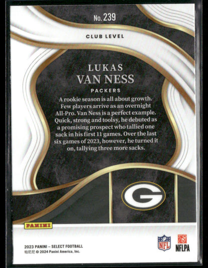 2023 Panini Select Lukas Van Ness #239 Club Rookie