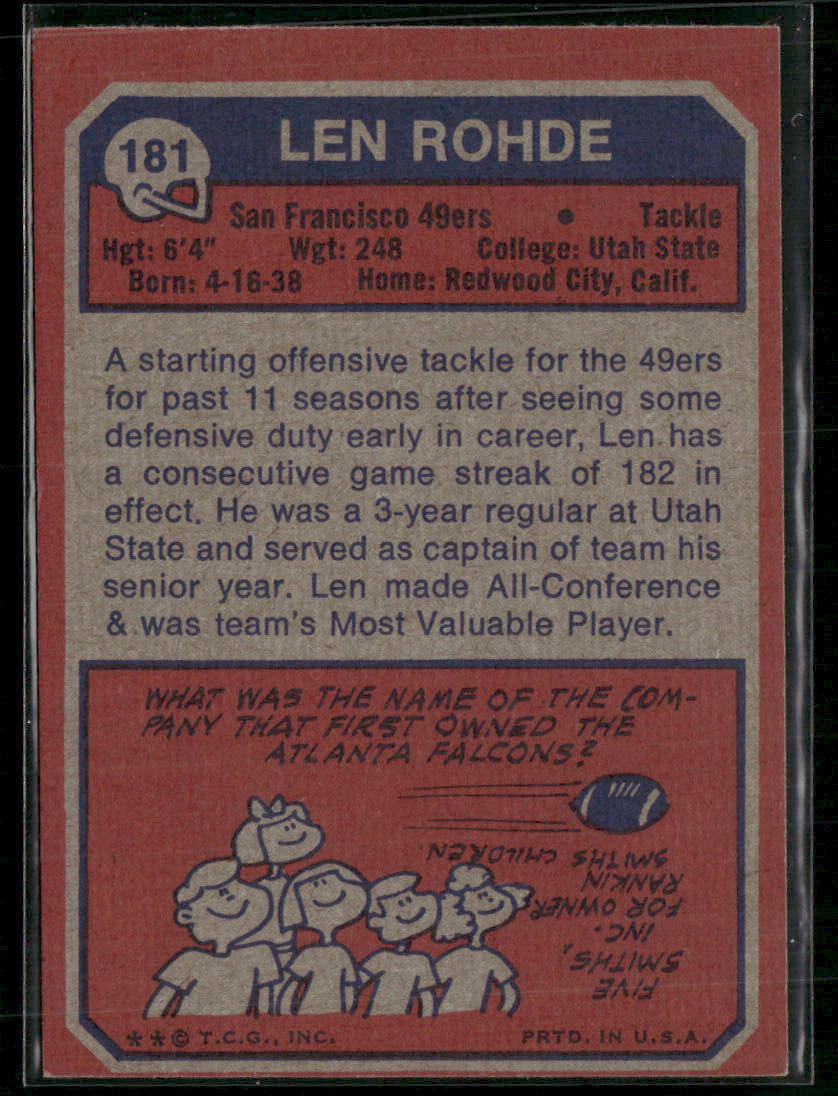 1973 Topps Len Rohde #181