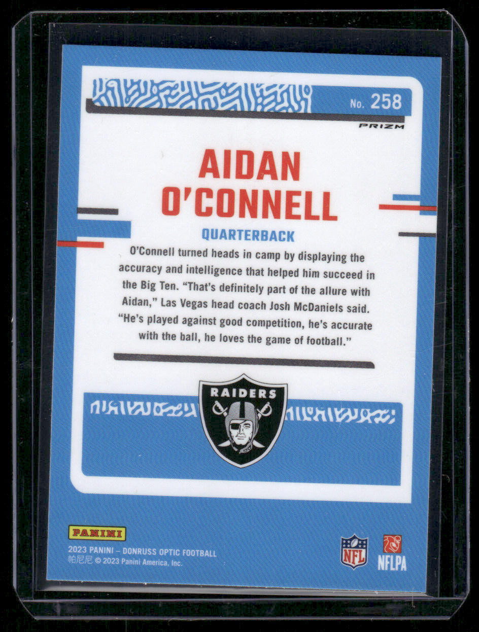 2023 Panini Prizm Aidan O'Connell #258 Holo Prizm Rated Rookie