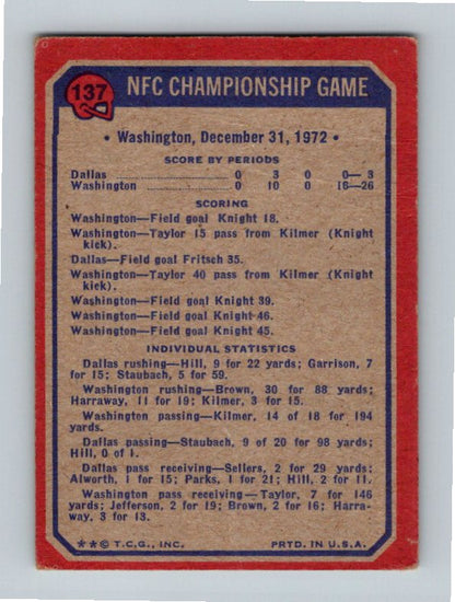 1973 Topps 1972 NFC Championship Game CCG #137