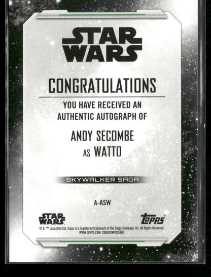 2019 Topps Star Wars Skywalker Saga Andy Secombe/Watto Auto 17/99 #A-ASW