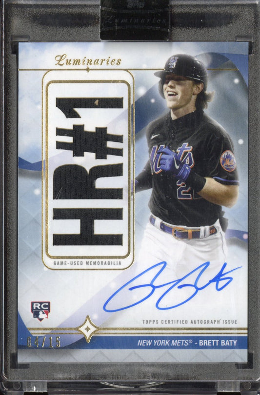 2023 Topps Luminaries Brett Baty #HRKAR-BB Rookie Patch /15 Autographed