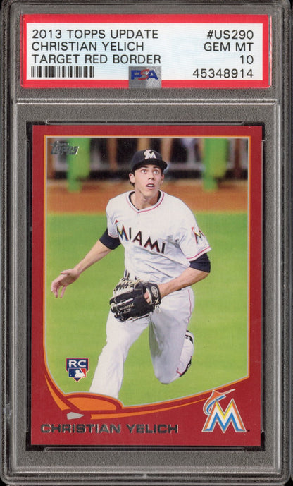 2013 Topps Update Christian Yelich #US290 Target Red Border PSA 10