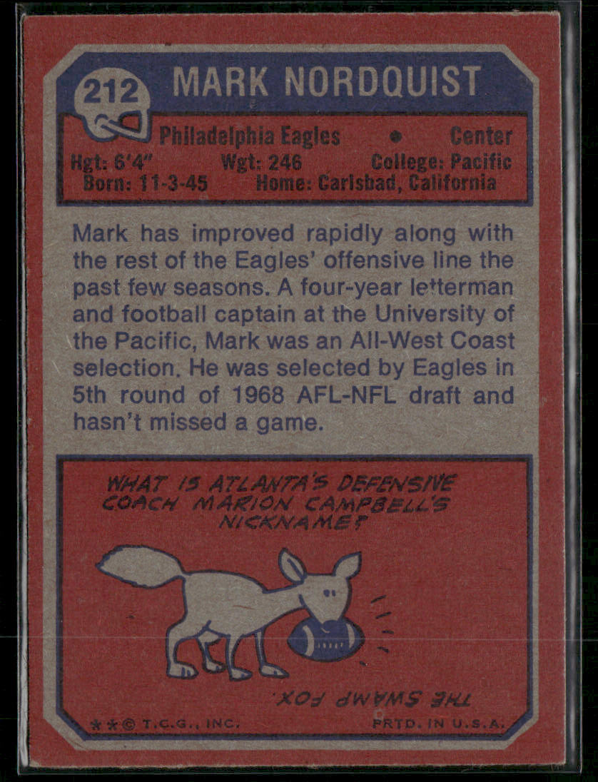 1973 Topps Mark Nordquist #212