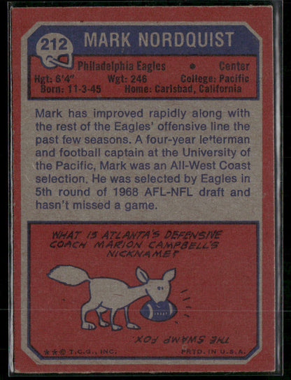 1973 Topps Mark Nordquist #212