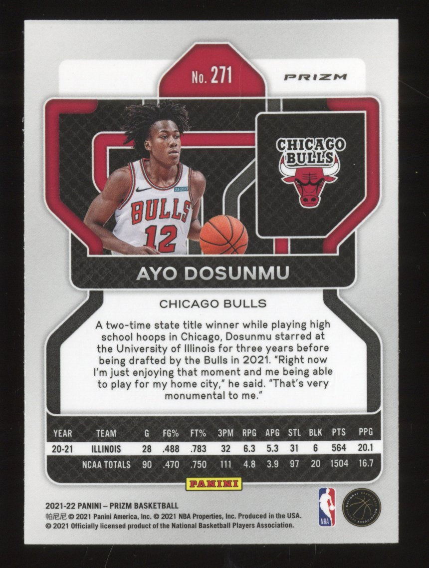 2021-22 Panini Prizm Ayo Dosunmu #271 75th Blue Diamond Rookie