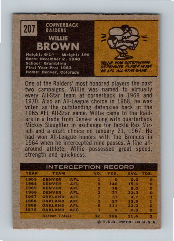 1971 Topps Willie Brown #207