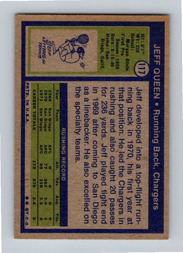 1972 Topps Jeff Queen #117