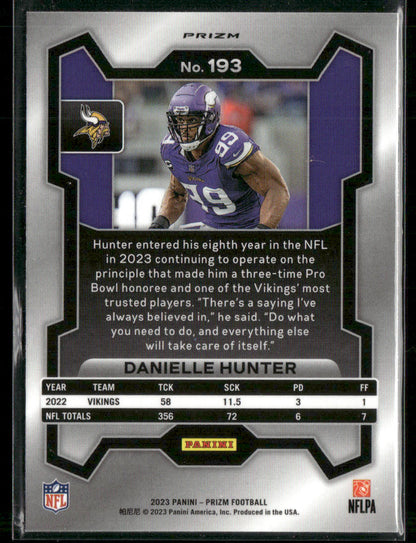 2023 Panini Prizm Danielle Hunter #193 3-time Pro Bowl honoree Pro Bowl