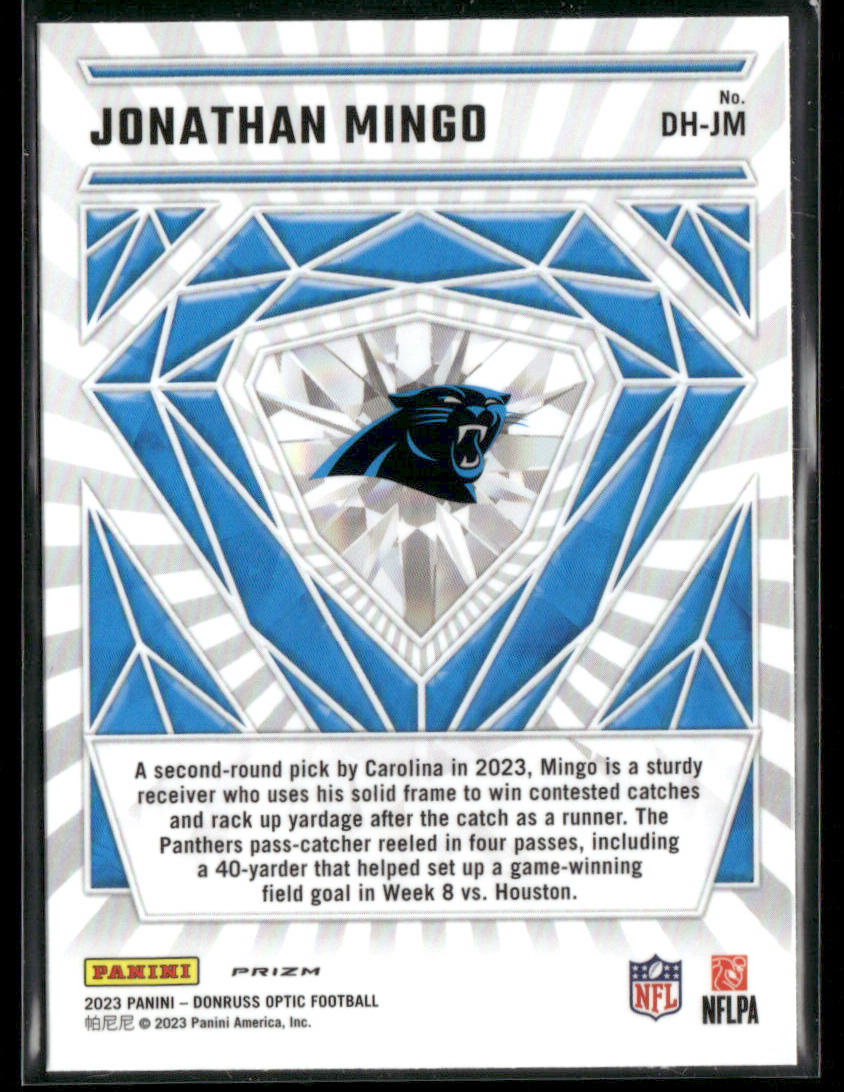 2023 Panini Donruss Optic Jonathan Mingo #DH-JM Diamond Hands Holo Rookie Card