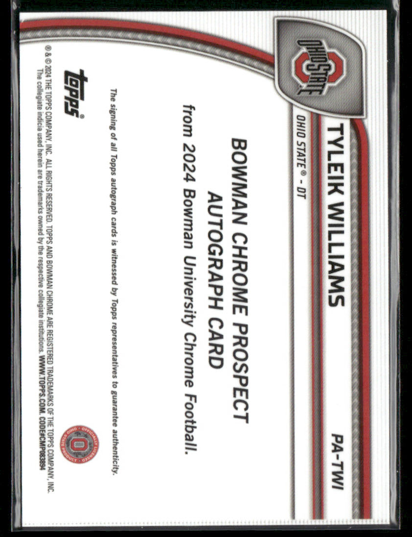 2024 Bowman Chrome University Tyleik Williams #91