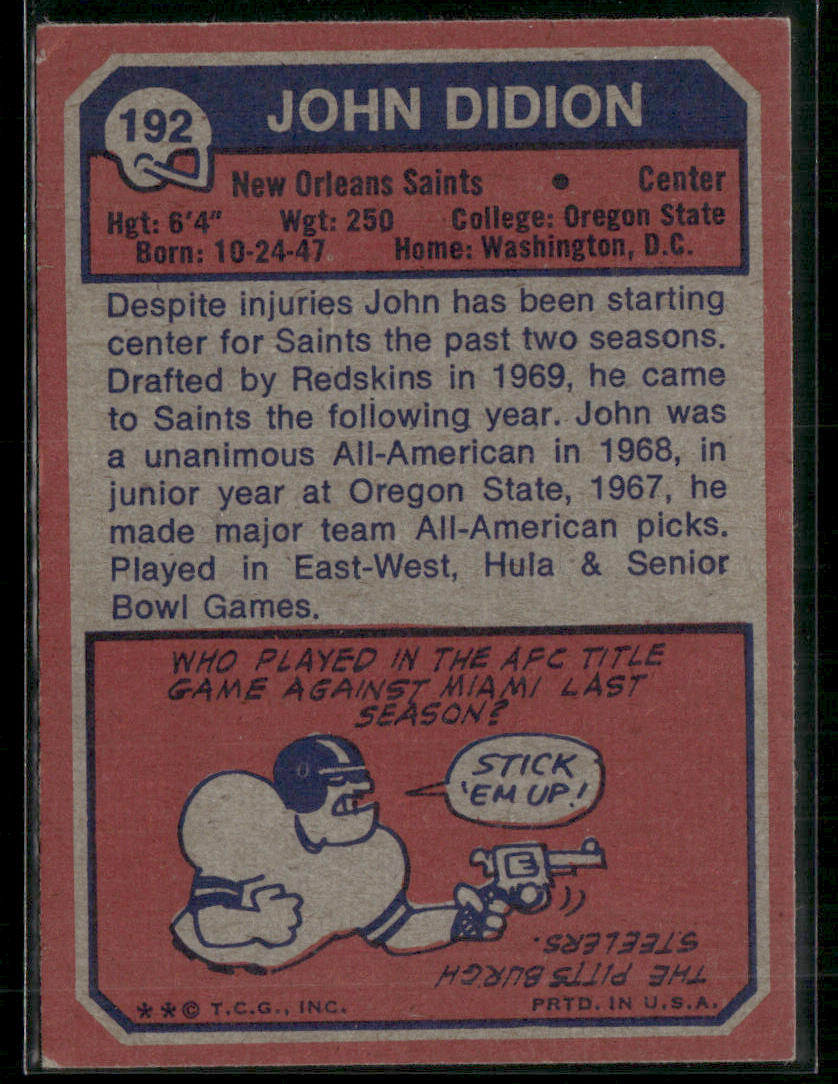 1973 Topps John Didion #192