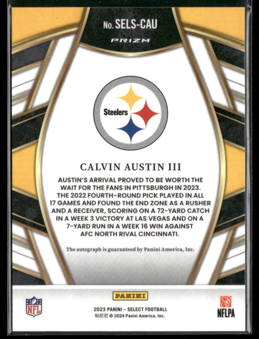 2023 Panini Select Calvin Austin III #SELS-CAU Silver Prizm Auto