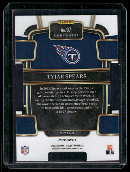 2023 Panini Select Tyjae Spears #97 Die Cut Red White Blue RC