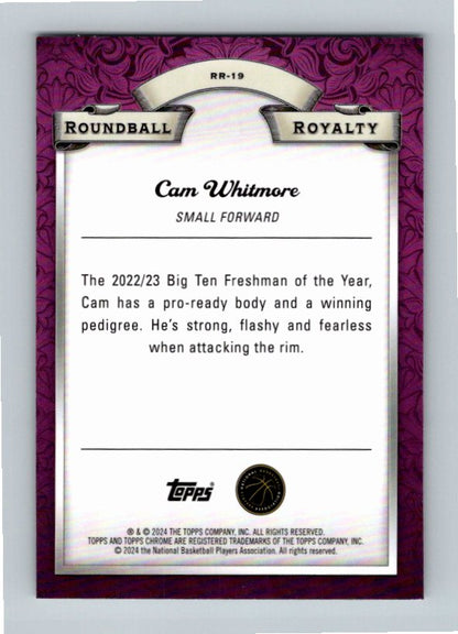 2023-24 Topps Chrome Cam Whitmore #RR-19 Roundball Royalty RC