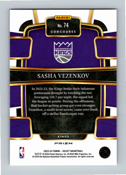 2023 Panini Select Sasha Vezenkov #74 Silver Prizm