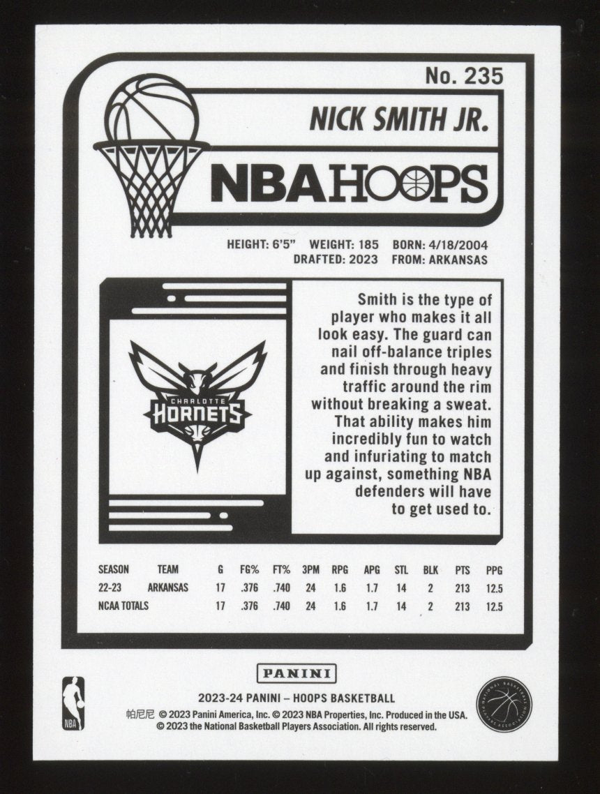 2023-24 Panini Hoops Nick Smith Jr. #235 Red /75