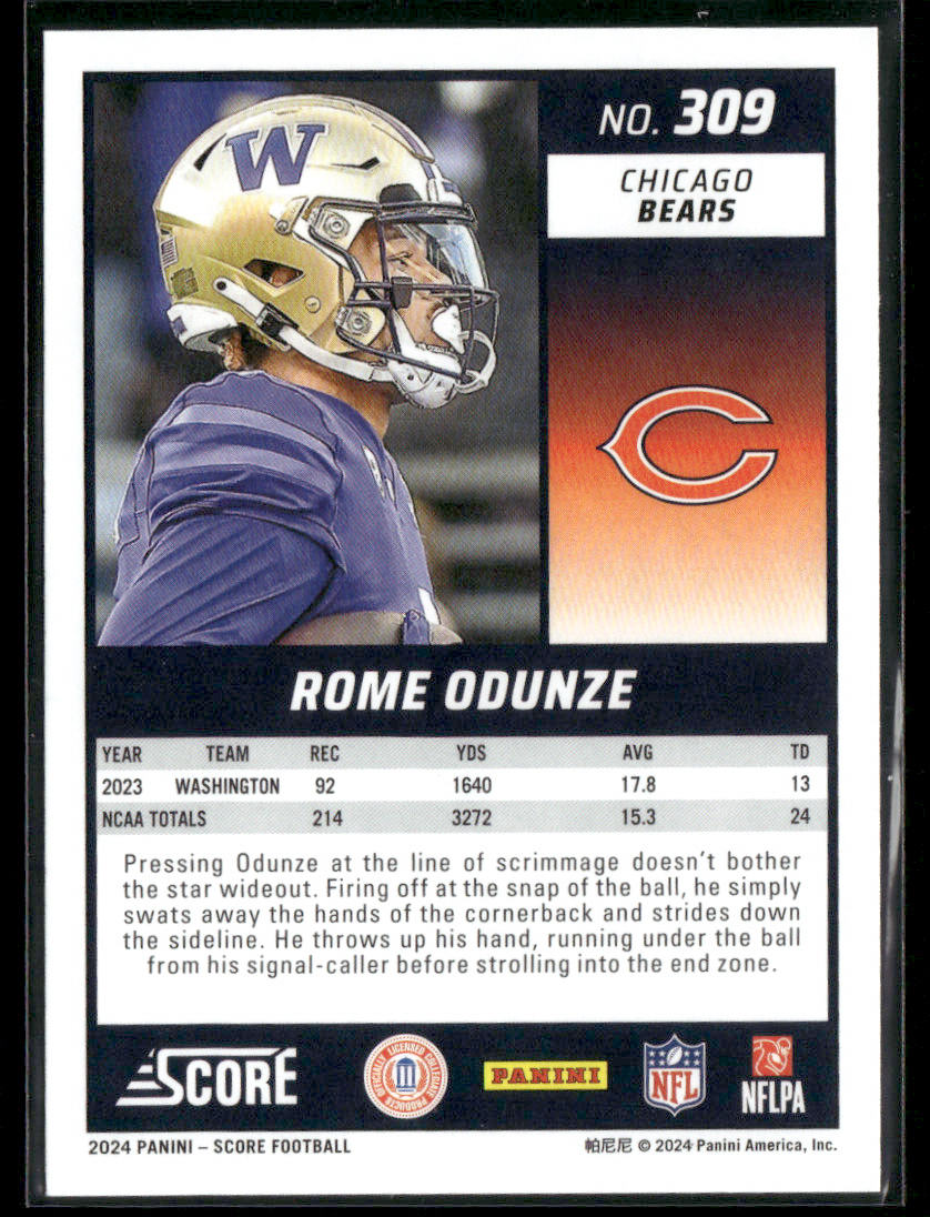 2024 Panini Rome Odunze #309 Blue Rookie