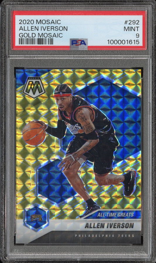 2020 Panini Mosaic Allen Iverson #292 Gold /10 PSA 9