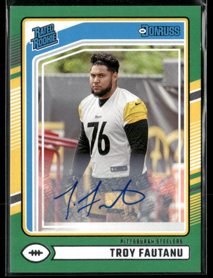 2024 Panini Donruss Troy Fautanu #360 Green Autograph Rated Rookie