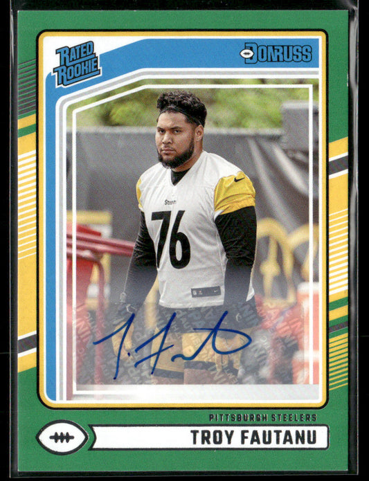 2024 Panini Donruss Troy Fautanu #360 Green Autograph Rated Rookie