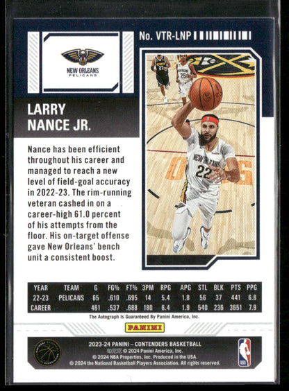 2023-24 Panini Contenders Larry Nance Jr. #VTR-LNP Autograph