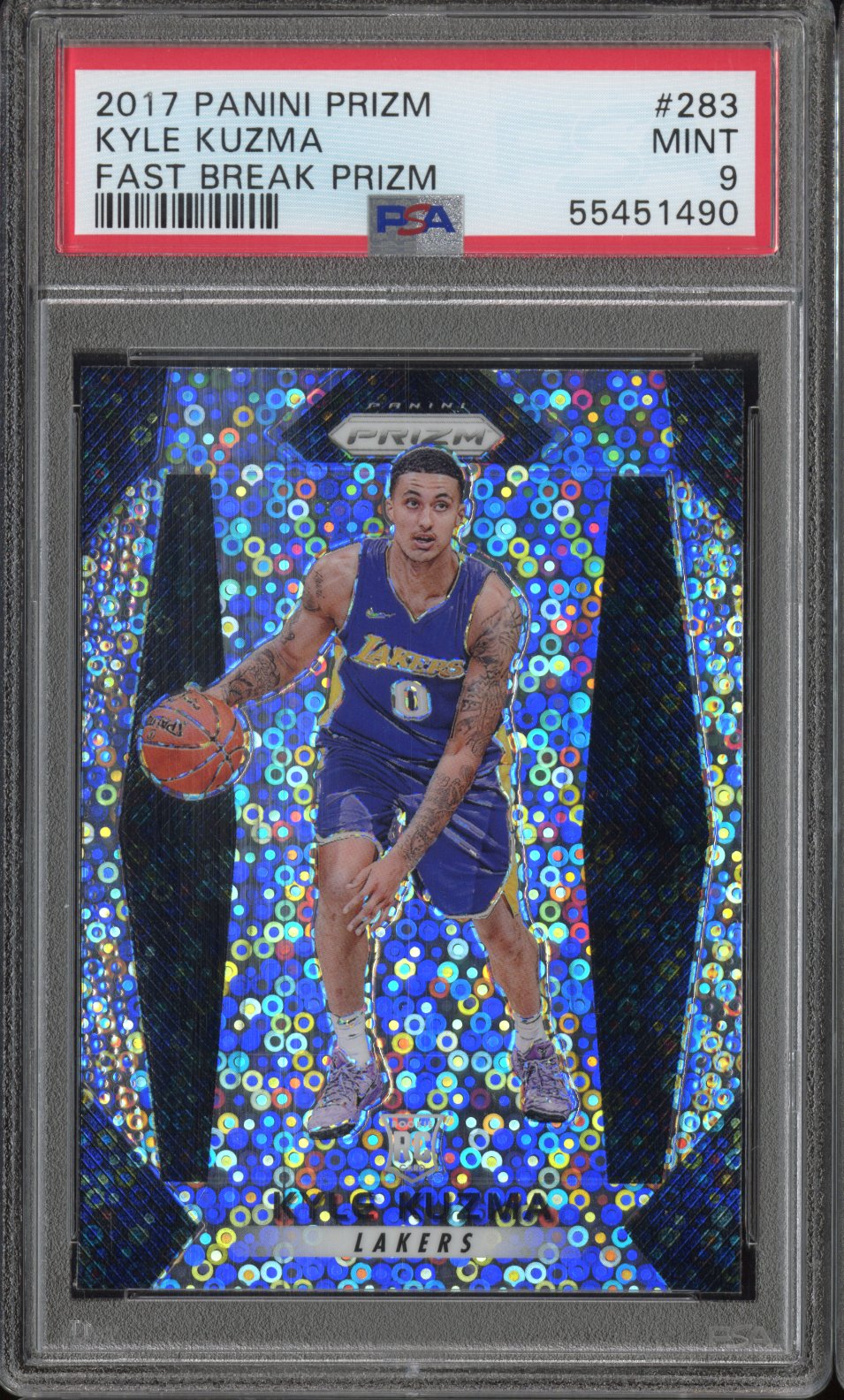 2017 Panini Prizm Kyle Kuzma #283 Fast Break Prizm PSA 9