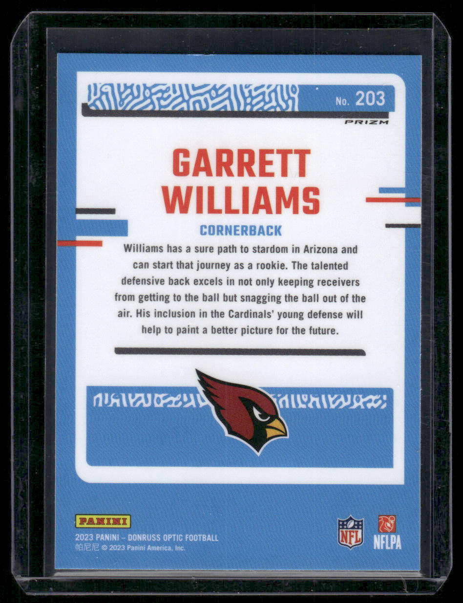 2023 Panini Garrett Williams #203 Pink Prizm Rated Rookie