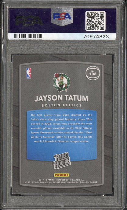 2017 Donruss Optic #198 Jayson Tatum Rated Rookie Red Yellow PSA 10 Gem Celtics