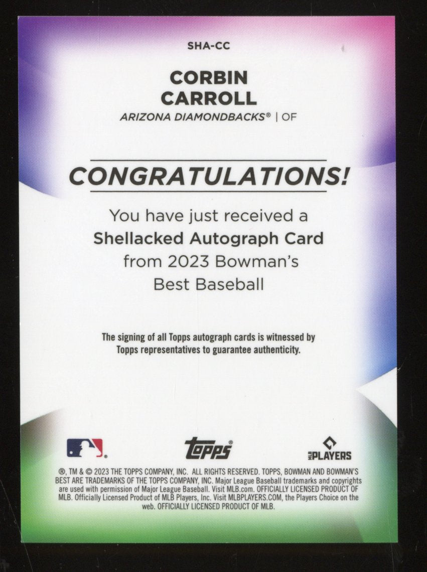 2023 Bowmans Best Corbin Carroll #SHA-CC /25 RC Autographed