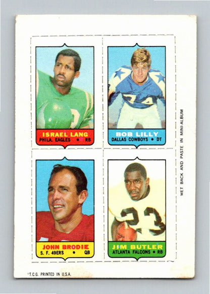 1969 Topps Israel lang Bob Lilly Jimmy Butler John Brodie Four-in-One Singles