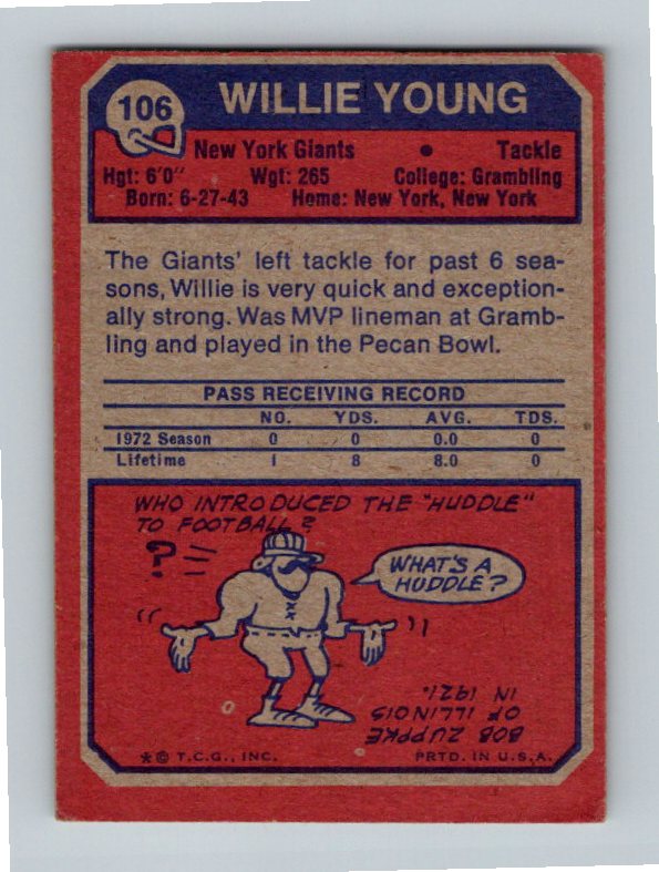 1973 Topps Willie Young #106