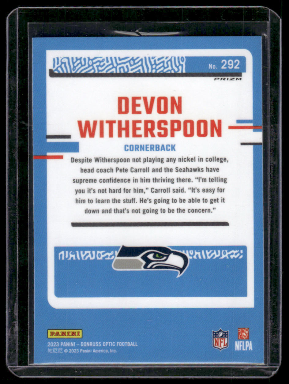 2023 Panini Optic Devon Witherspoon #292 Pink Prizm Rated Rookie