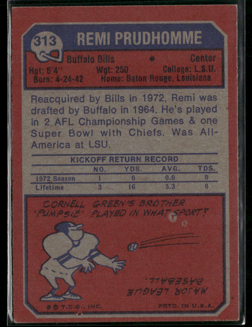 1973 Topps Remi Prudhomme #313