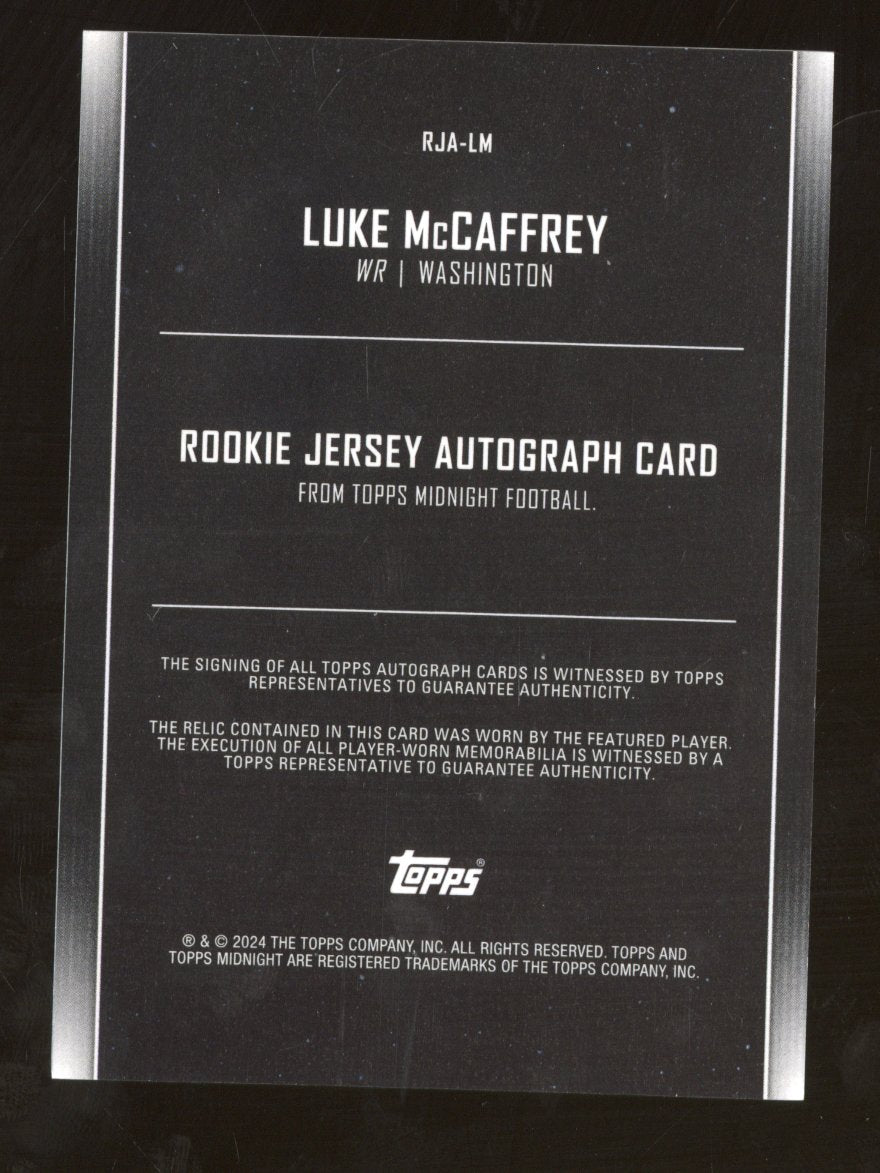 2024 Topps Midnight Luke McCaffrey #RJA-LM Equinox Auto Relic 03/20 RC