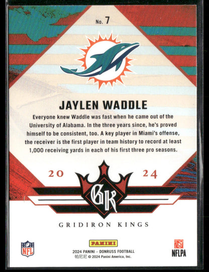 2024 Panini Donruss Jaylen Waddle #7 Gridiron Kings