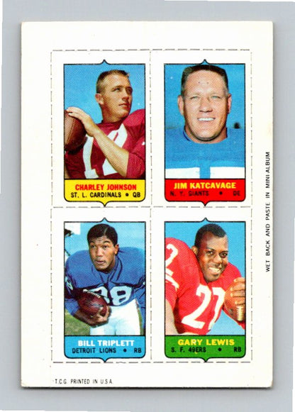 1969 Topps Triplett Lewis Johnson Katcavage Four-in-One Singles