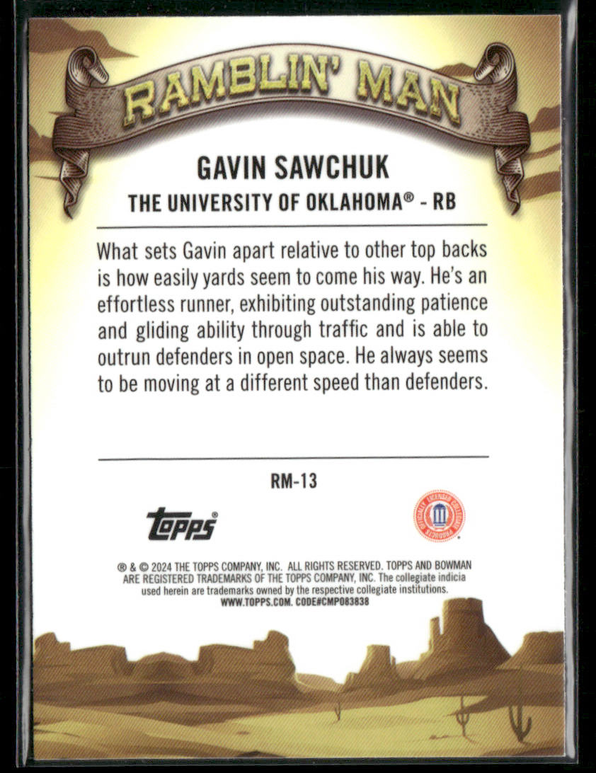 2024 Bowman Chrome University Gavin Sawchuk #RM-13