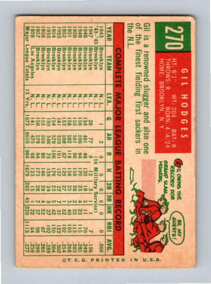 1959 Topps Gil Hodges #270