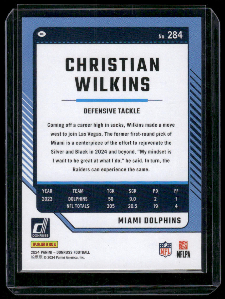 2024 Panini Donruss Christian Wilkins #284 Green Press Proof