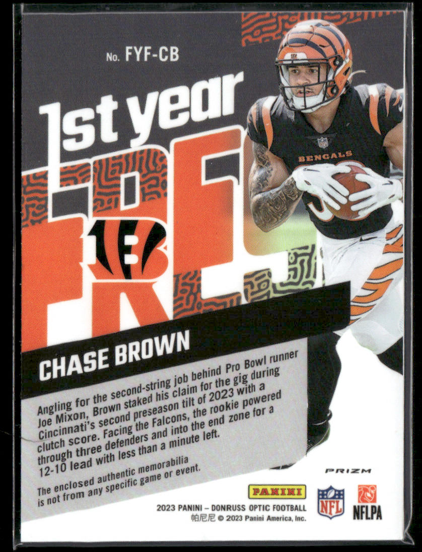 2023 Panini Donruss Optic Chase Brown FYF-CB 1st Year Fresh Blue Hyper RC Relic