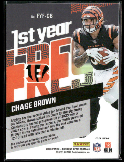 2023 Panini Donruss Optic Chase Brown FYF-CB 1st Year Fresh Blue Hyper RC Relic