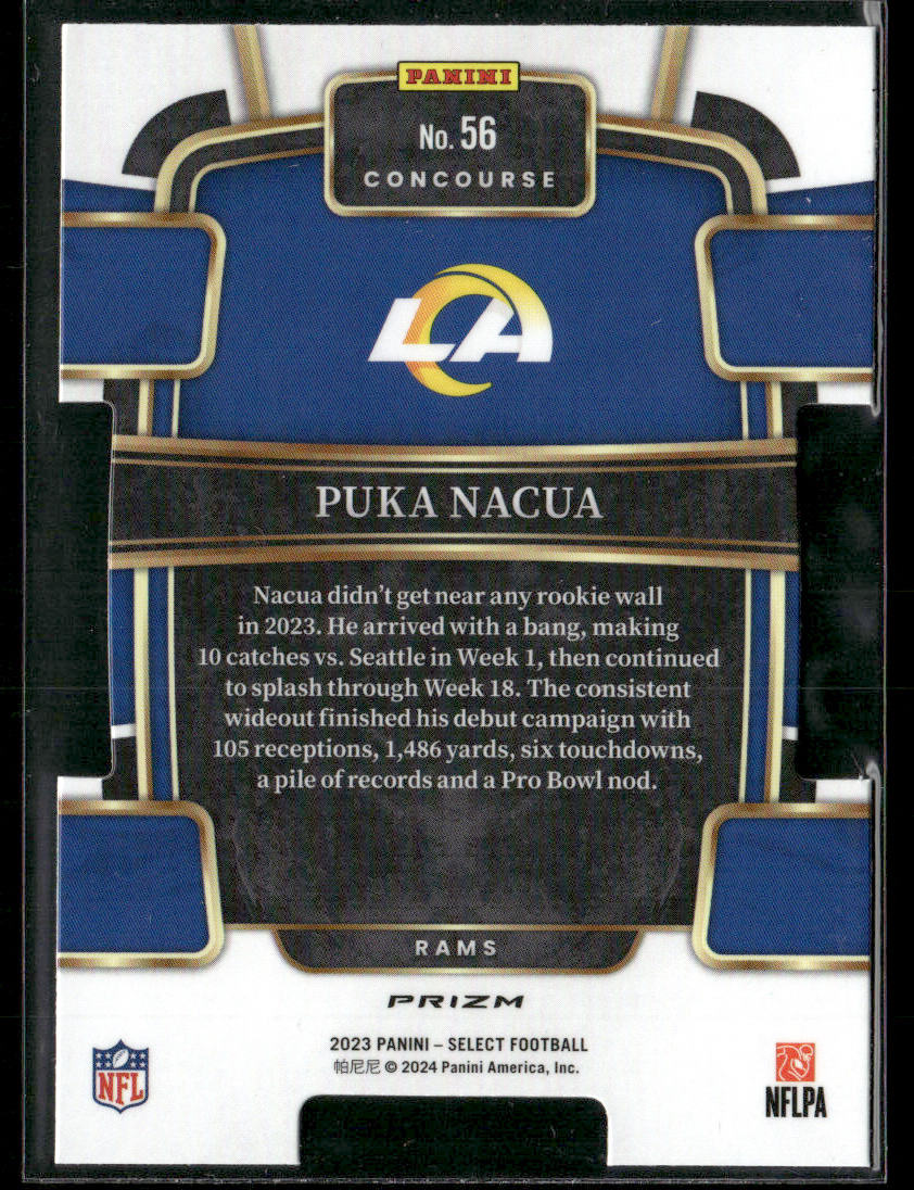 2023 Panini Select Puka Nacua #56 Die Cut Silver Prizm Rookie