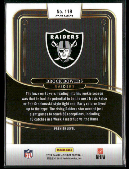 2024 Panini Select Brock Bowers #118 Green And Black Shock Prizm RC Rookie