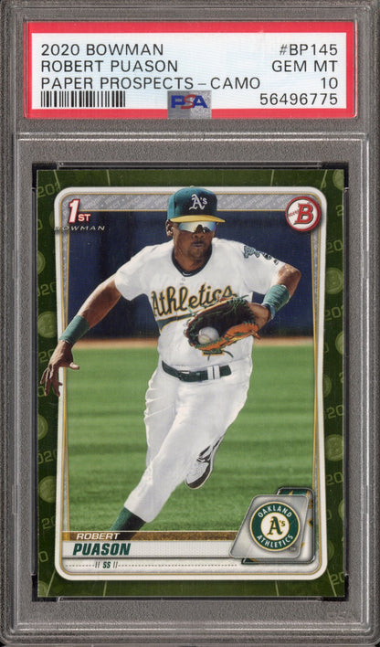 2020 Bowman Paper Prospects Robert Puason #BP145 Paper Prospects Camo PSA 10