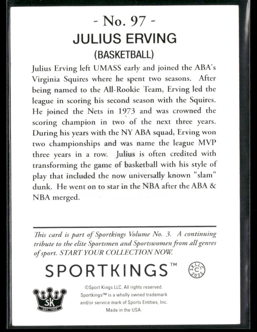 2022 Sport Kings Volume No. 3 Julius Erving #97