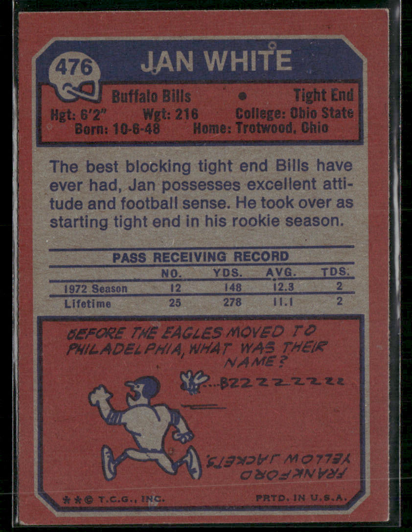 1973 Topps Jan White #476