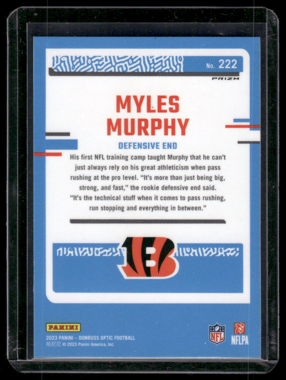 2023 Panini Donruss Optic Myles Murphy #222 Holo Prizm Rated Rookie