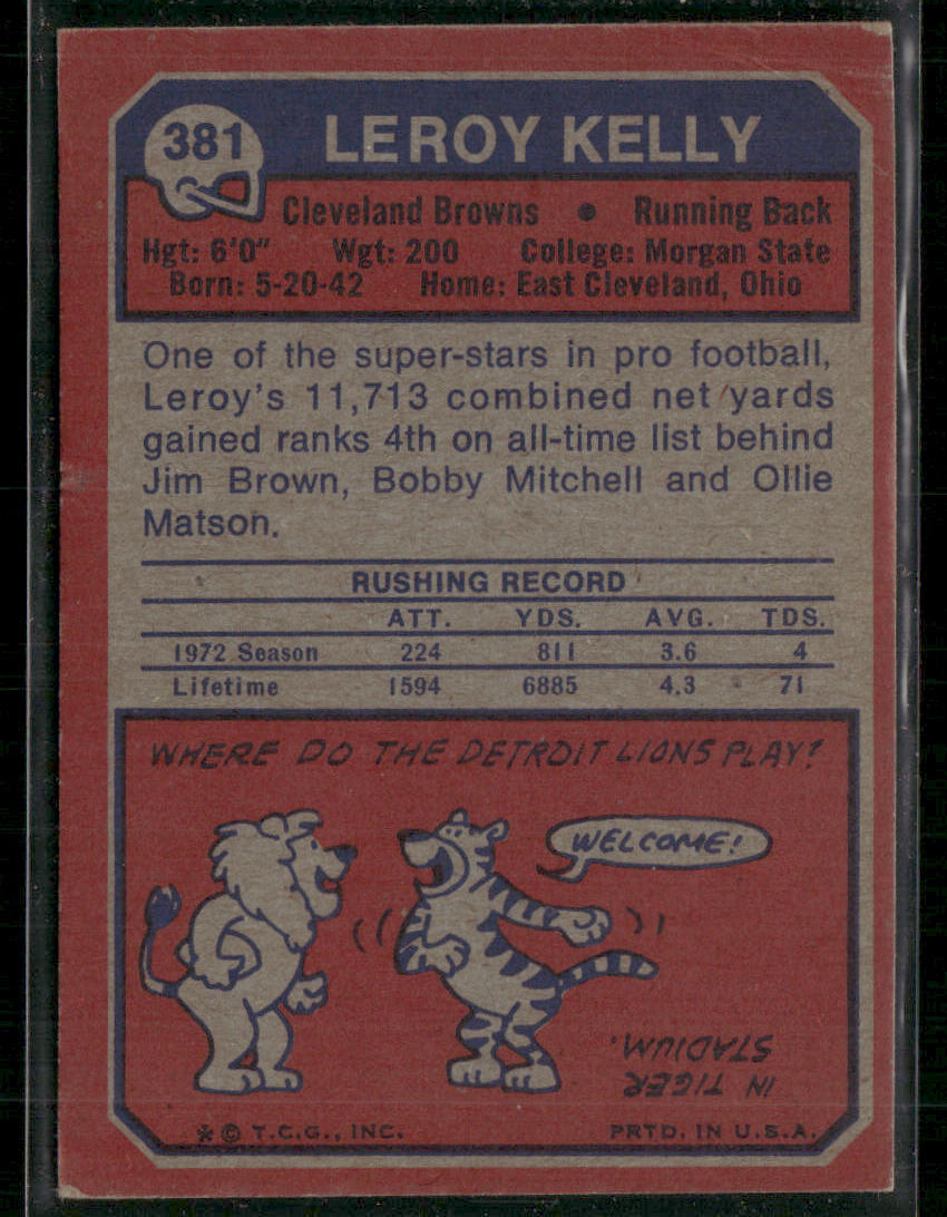 1973 Topps Leroy Kelly #381